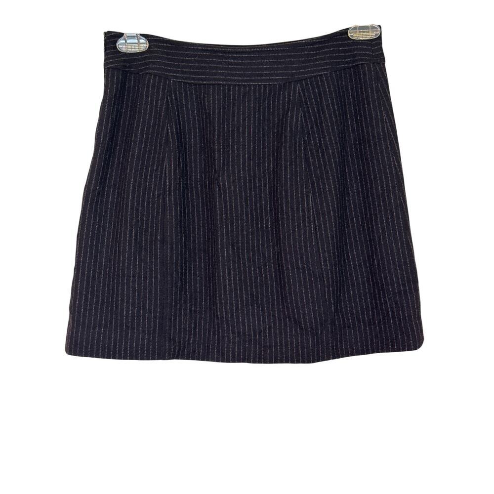 Banana Republic Womens Wool Blend Preppy Black Pinstripe Skirt Size 4 Academia  - Picture 2 of 7